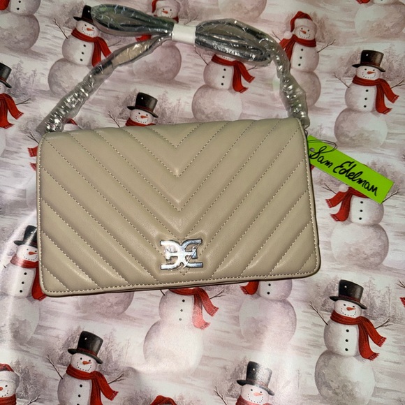 Sam Edelman Rose Flap Quilted Crossbody Bag in Taupe - Picture 3 of 4